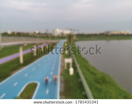 Blur focus of Sky lane bicycle lane in Bangkok Thailand