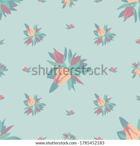 succulent flowers seamless pattern, vector illustration , floral pattern , surface design for fabric, textile, wallpaper, scrap booking and much more