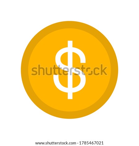 Flat dollar coin icon on white background