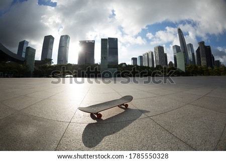 Skateboard  in a modern city