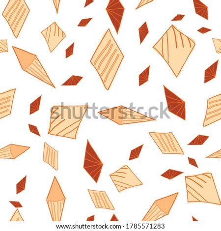 Kites.  Orange kite shapes scattered on white background.  Seamless pattern Vector hand drawn doodle style  surface design illustration