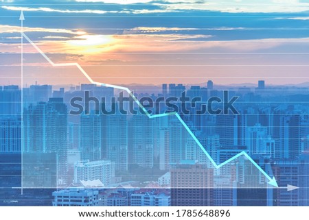 Recession and crisis concept with decline chart Royalty-Free Stock Photo #1785648896