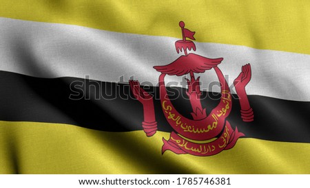 Close up waving flag of Brunei
