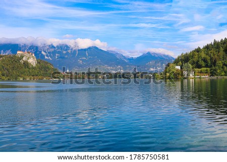 Nice view of the mountain lake Bled in Slovenia