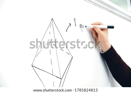 Math teacher drawing octahedron, preparation for SAT, preparation for math test, geometry teacher