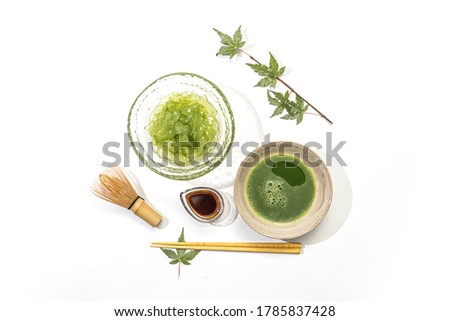 Arrowroot Starch Noodles Japanese sweets with green tea