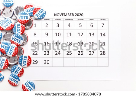 Calendar reminding the day of the elections in the USA, year 2020, november 3rd, isolated on white background Royalty-Free Stock Photo #1785884078