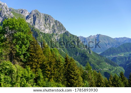 Mountain landscape at summer along the road to Presolana, Bergamo, Lombardy, Italy