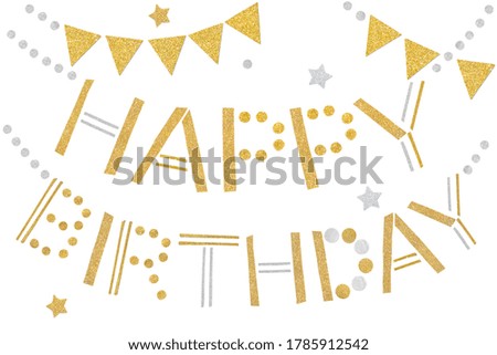 Happy birthday  bunting paper cut on white background - isolated