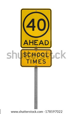 school  road sign over white