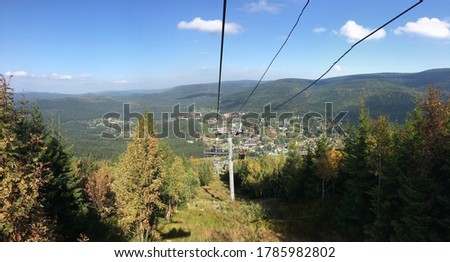 landscape seen from the ski lift Harrachov Czech Republic