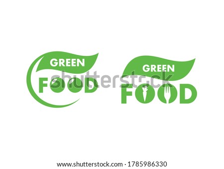 Modern green food fresh logo icon set illustration. Healthy food icon set. Logo for healthy lifestyle. Green food icon isolated on a white background