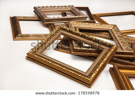 Stack of vintage frame isolated on white background