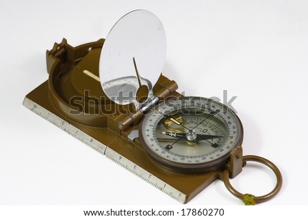 Military compass on white background