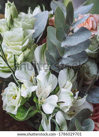 Beautiful pink and white flower background. Pink and white flower bouquet.