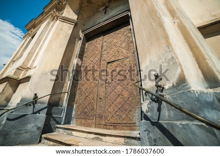 Architectural elements of the facade of old European temples