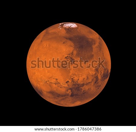 Mars -  High resolution beautiful art presents planet of the solar system on  a black background. Elements of this image furnished by NASA.