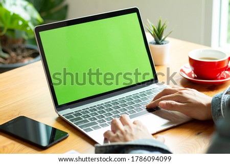 Business concept : Laptop with blank copy space screen background for advertising text, marketing and design. 