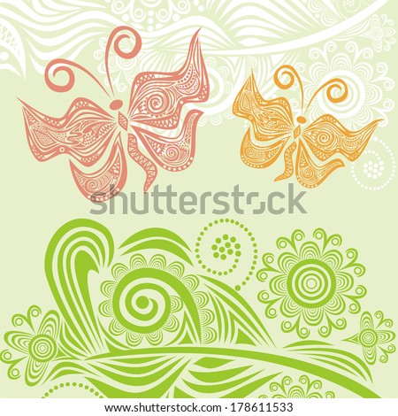Nature pattern background butterfly illustration