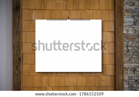 calendar mock up on wooden wall background