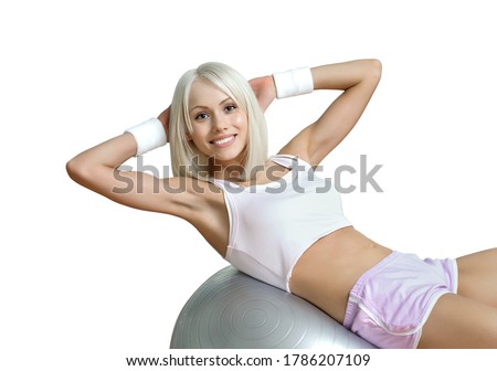 portrait happy beauty girl, on white background, isolated. Fitness concept
