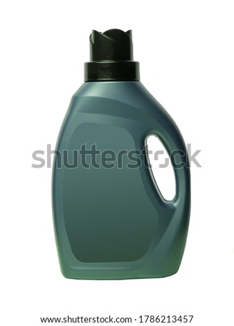 Household chemicals blank plastic bottles with handle and vector isolated on white background. Liquid detergent or soap, stain remover, laundry bleach, bathroom or toilet cleaner