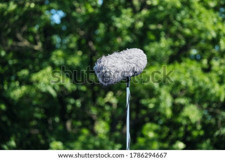 Professional microphone with wind protection in the street