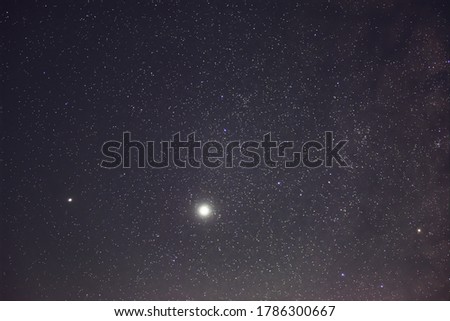 Jupiter and Saturt planets  in the night sky.