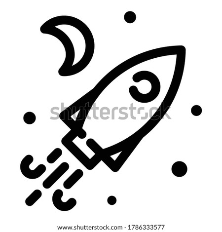 Rocket In Space Flat Icon Isolated On White Background