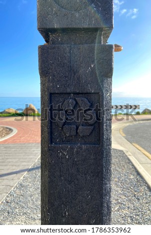 Recycled fence post. Recycled plastic. Near a beach in Australia. 