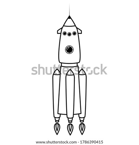 Rocket space ship retro icon line. Vector illustration isolated