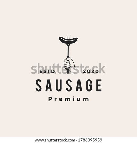 sausage hipster vintage logo vector icon illustration