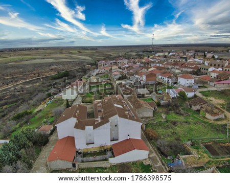 Aerial view in Alcarria, Guadalajara. Trijueque,Spain. Drone Photo