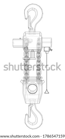 Pneumatic Wire Rope Winch concept outline. Vector rendering of 3d. Wire-frame style. The layers of visible and invisible lines are separated