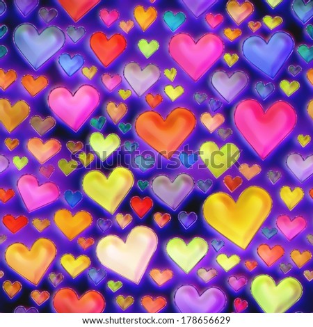 Seamless colorful hearts texture