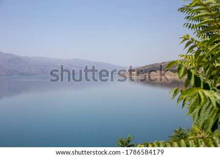 Mountain and lake views. Turkey / Caspian Lake. special effect stock photo.