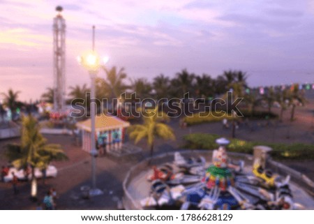 Blur picture  of evening picture at amusement park  
