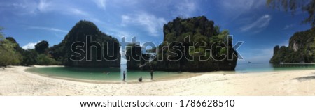 Blur picture  of seascape with island in Krabi Thailand