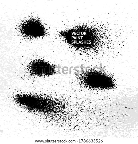 Hand drawn black paint splashes. Abstract grunge texture. Vector illustration