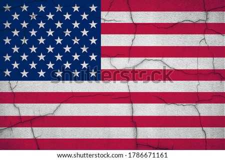 Grunge Flag of USA on cracked surface as background