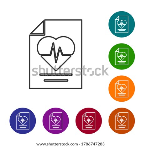 Black line Health insurance icon isolated on white background. Patient protection. Security, safety, protection, protect concept. Set icons in color circle buttons. Vector.