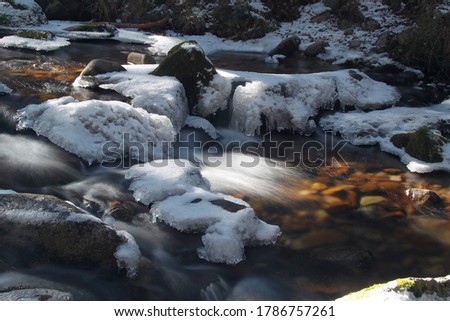 snowy mountains and rivers during winter