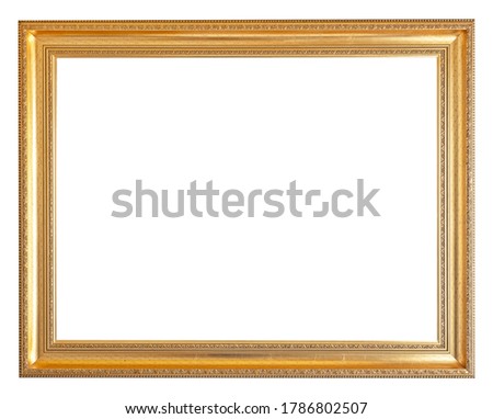 Large golden glossy vintage picture frame isolated on white background. Royalty-Free Stock Photo #1786802507