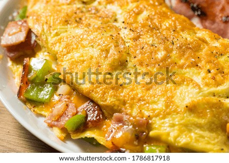 Homemade Ham and Pepper Denver Omelette with Cheddar Cheese Royalty-Free Stock Photo #1786817918
