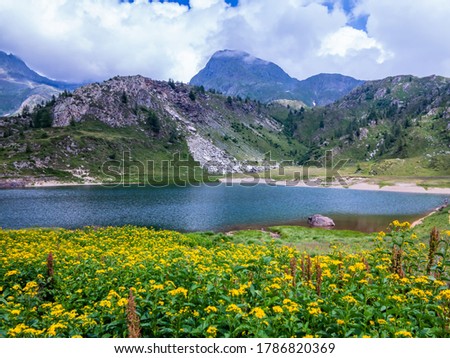 Round lake at Calvi refuge in the Bergamo Alps-Lombardy-Italy Royalty-Free Stock Photo #1786820369