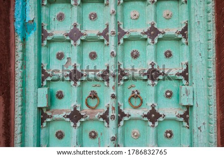 A traditional door to a house in Jodhpur. These are standard doors found in Jodhpur.