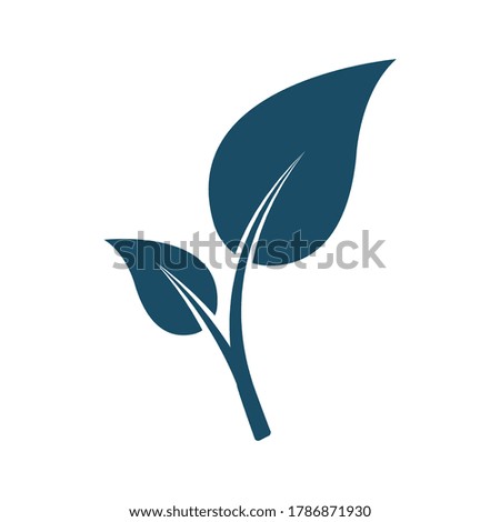 High quality dark blue flat leaf icon. Pictogram, nature, ecology, environment. Useful for web site, banner, greeting cards, apps and social media posts.