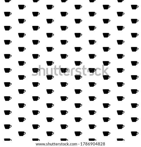 Square seamless background pattern from geometric shapes. The pattern is evenly filled with black coffee cup symbols. Vector illustration on white background