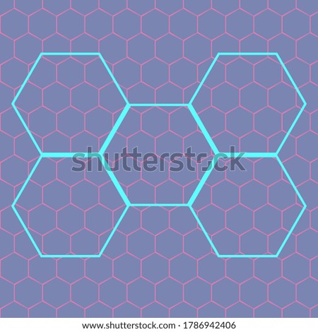Modern hexagon lines, hexagon vector, Aqua menthe hexagon vector frame on top of hexagonal vector background, grey, pink backdrop. Vector template for social media