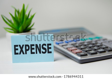 Word EXPENSE made with wood building blocks